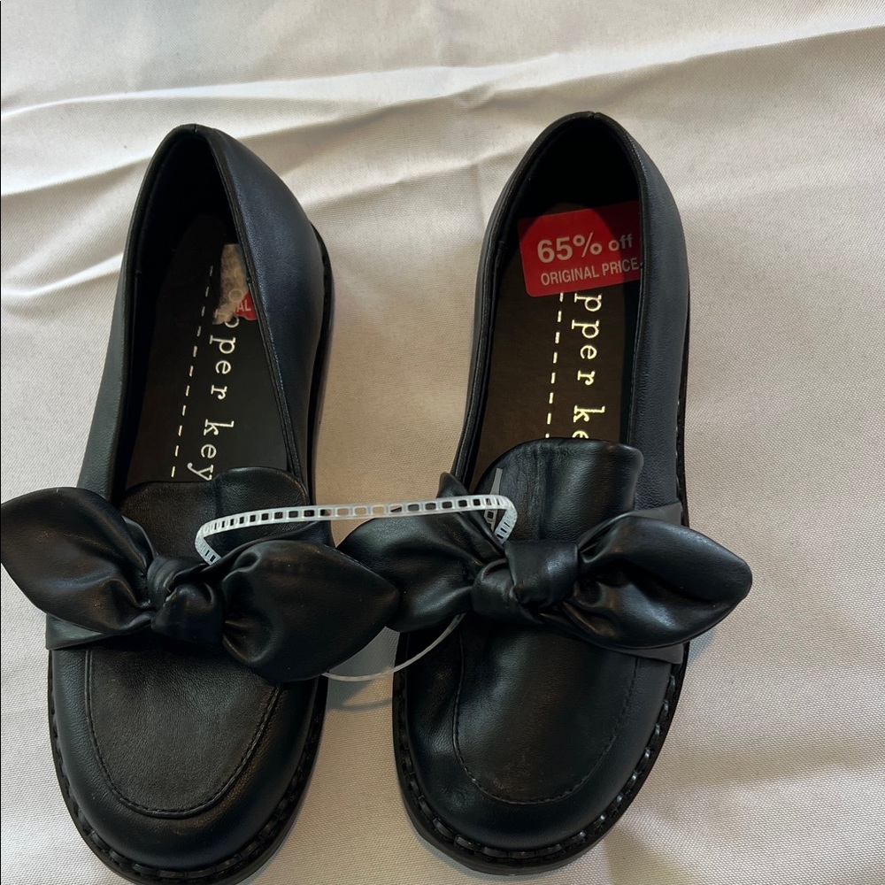 Copper Key Black Women's Flats with Bow Accent